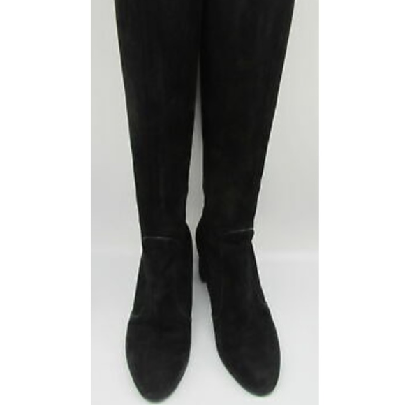 Louis Vuitton black suede tall block heel boots - Picture 1 of 5